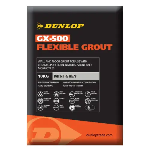 DUNLOP GX-500 Flexible Grout 10kg Mist Grey 25955