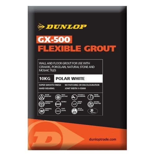 DUNLOP GX-500 Flexible Grout 10kg Polar White 25951
