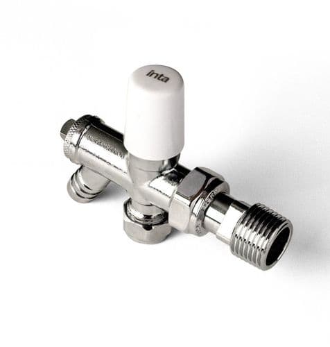 INTA 15mm Manual Straight Radiator Valve + Drain Off Tail MRV15DO