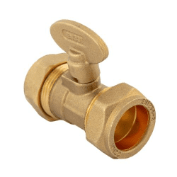 MASTERFLOW 15mm Brass C + C ISO Gas Valve MISOGAS15
