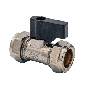 MASTERFLOW 15mm CP Isolating Valve + Black Lever M28150000LVP