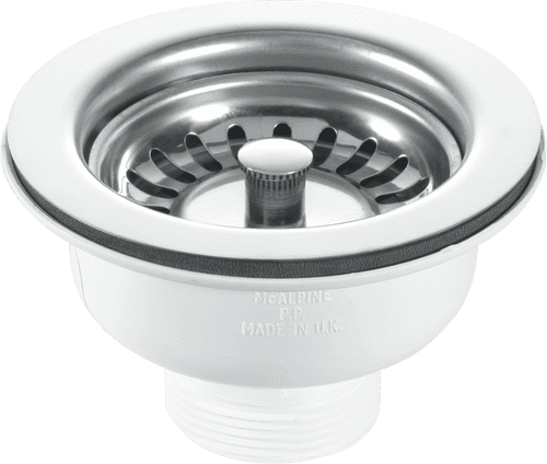 McALPINE 1 1/2" Basket Strainer Waste Stemball Plug With 113mm Flange No Overflow BWSTSS