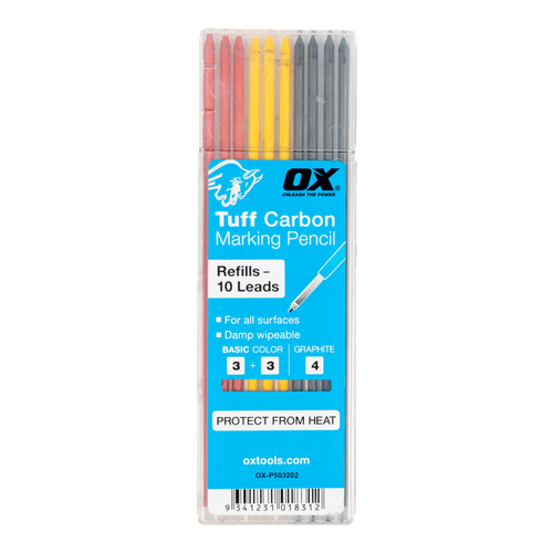 OX Tools Tuff Carbon Marking Pencil Colour Refill+Lead (10 Pk) OX-P503202