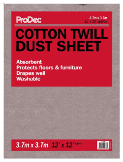 ProDec Bleached Twill Dust Sheet 12'x9' 129SQB