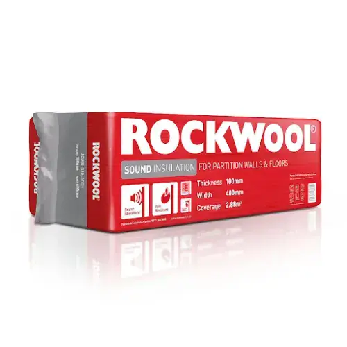 ROCKWOOL 100mm Sound Insulation Slab 400mmx1200mm 2.88m2 Pack 180891