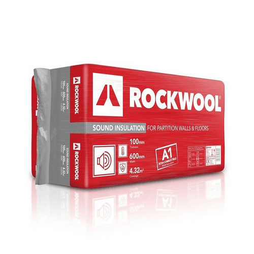 ROCKWOOL 100mm Sound Insulation Slab 600mmx1200mm 4.32m2 Pack 180889