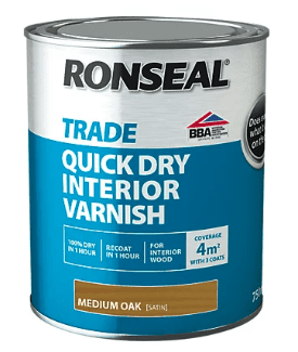 RONSEAL Trade QD Interior Varnish 750ml Medium Oak 38543