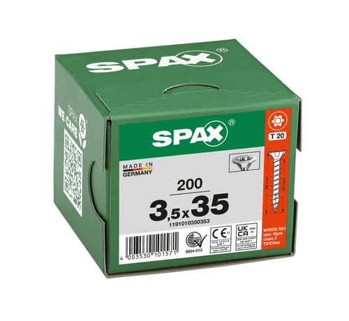 SPAX 3.5x35mm T-Star C/Sunk Wirox Screws (Box 200) 1191010350353