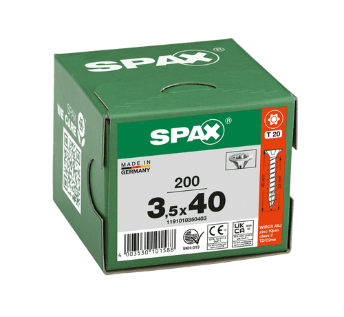 SPAX 3.5x40mm T-Star C/Sunk Wirox Screws (Box 200) 1191010350403