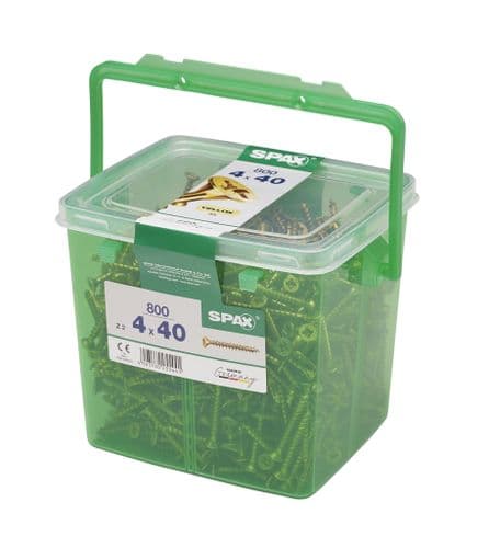 SPAX 4.0x40mm POZI C/Sunk  (Yellow) (Box 800) 5081020400409