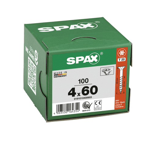 SPAX 4.0x60mm T-Star C/Sunk Wirox Screws (Box 100) 1191010400603