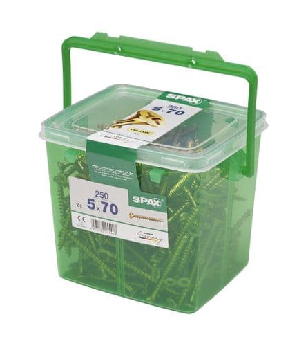 SPAX 5.0x70mm POZI C/Sunk (Yellow) (Box 250) 5081020500709