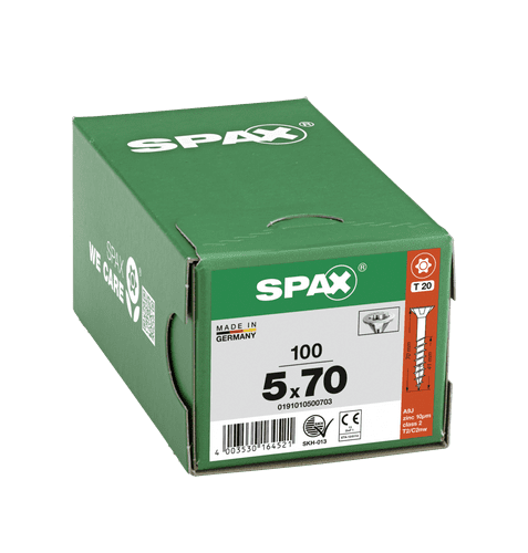 SPAX 5.0x70mm T-Star C/Sunk Wirox Screws (Box 100) 1191010500703