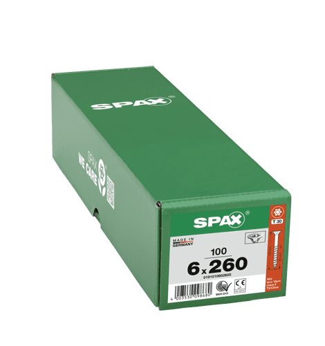 SPAX 6.0x260mm T-Star Plus Flat Head Screws T30 (Box 100) 0191010602405