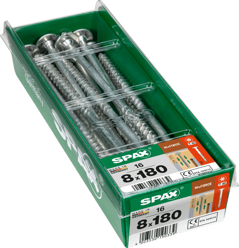 SPAX 8.0x180mm T40 T-Star Washer Head Wirox Screws (Box 16) 4251010801817