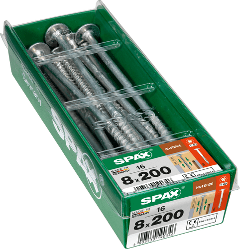 SPAX 8.0x200mm T40 T-Star Washer Head Wirox Screws (Box 16) 4251010802017