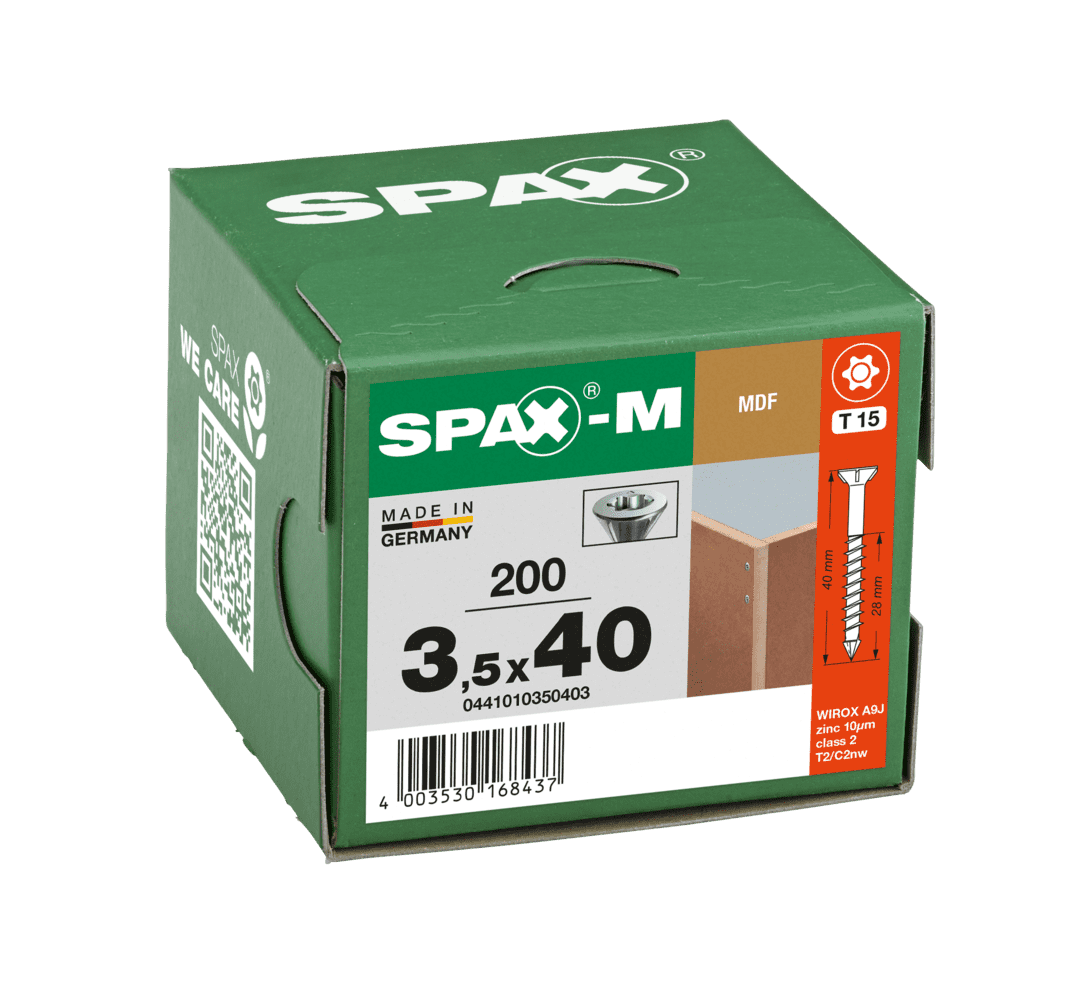 Spax M SPAX-M 3 5x40mm T-Star Plus CSK MDF Screws T15 Box 200 0441010350403