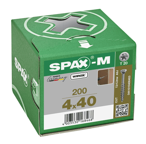 SPAX-M 4.0x40mm T-Star Plus CSK MDF Screws T20 (Box 200) 0441010400403