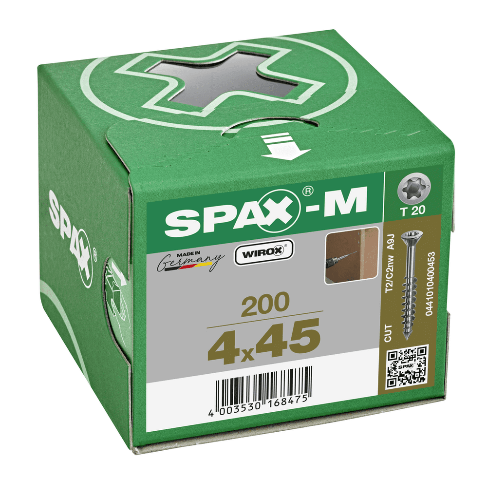 SPAX-M 4 0x45mm T-Star Plus CSK MDF Screws T20 Box 200 0441010400453