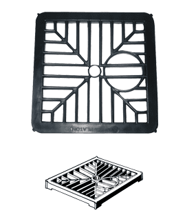 STADIUM 6" x 6" Square Gully Grid Black PVC BM44/1