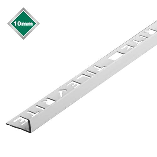 TILE RITE 10mm L Shape PVC Tile Trim White 2.44M FTE560