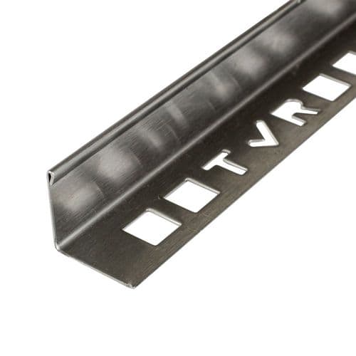 TILE RITE 22mm L Shape 304 S/S Bushed Silver Outdoor Tile Trim 2.5M BRBS929