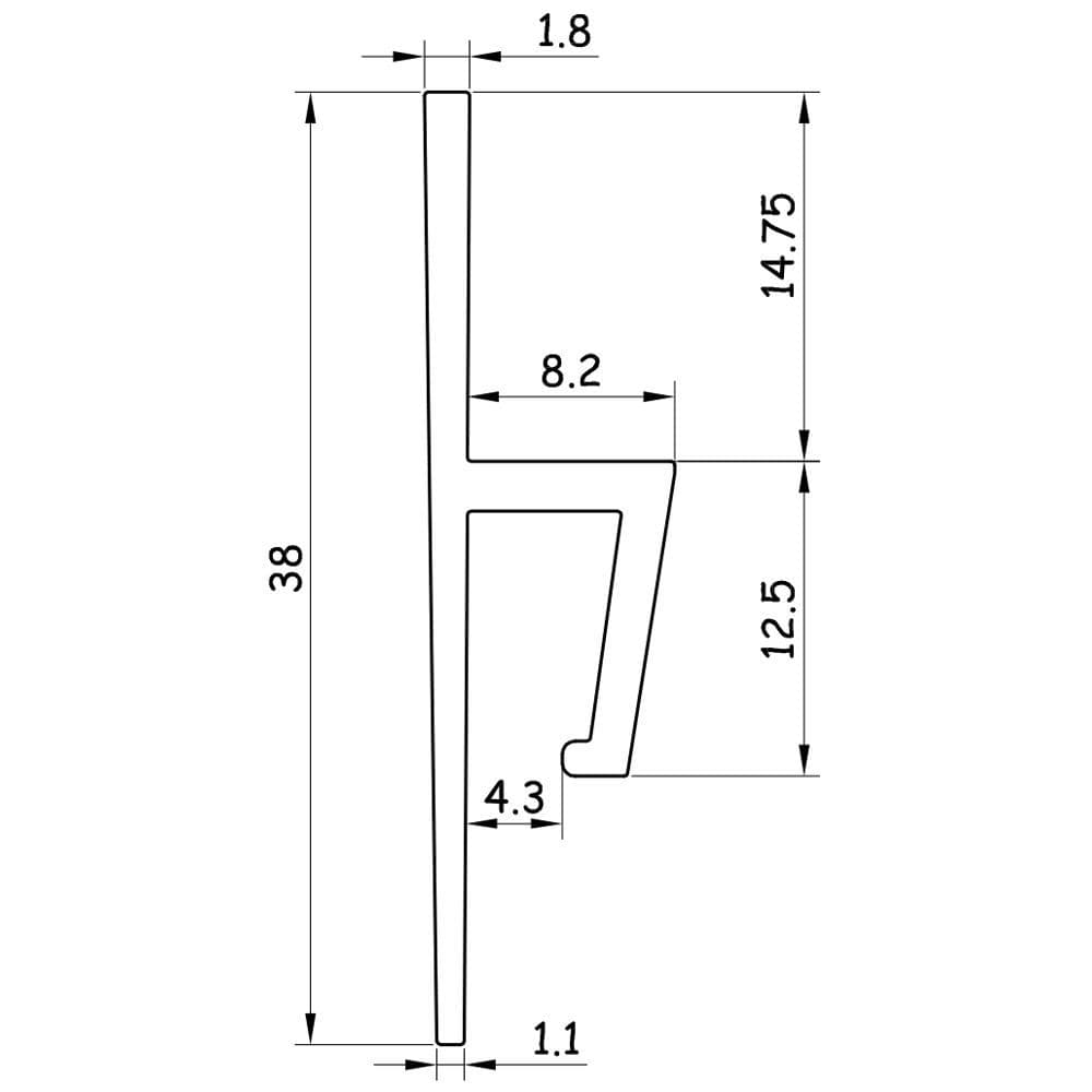 TILE RITE 8 2mm x 2 44m Vinyl/Tile Capping White VTC056