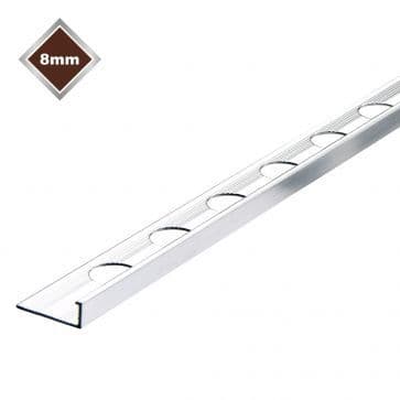 TILE RITE Trade 8mm L Shape Tile Trim Silver Metal ELT085