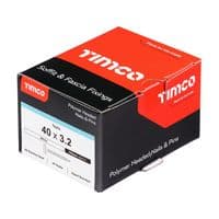 TIMCO 40mmx3.2mm S/Steel Nail (Polymer Head) White (Box 100) PN40W