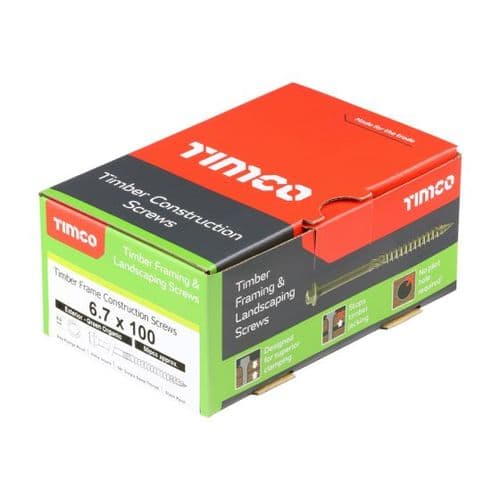 TIMCO 6.7x100mm Timber Frame Construction & Landscaping Screw Hex Green (Box 50) 100IN