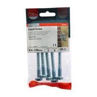 TIMCO 8.0x100mm Coach Screw DIN 571 - BZP (Pack 5) 08100CSCP