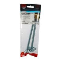 TIMCO M10x150mm Carriage Bolt & Hex Nut - BZP (Pack 2) 10150CBP