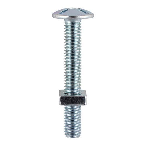 TIMCO M6x40mm Roofing Bolt & Square Nut - BZP (Pack 8) 0640RBP