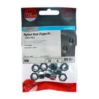 TIMCO M8 Hex Nylon Locking Nut Type P DIN 982 - BZP (Pack 10) 8NPP