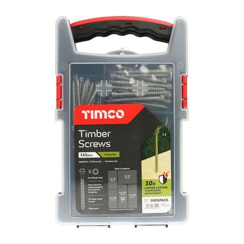TIMCO Mixed Sizes Landscaping Screw Hex Green Grab Tray (Pc 165) INDGPACK