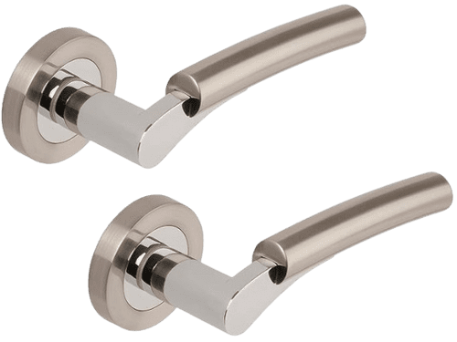 UNION Ultimo Lever Door Handle On Round Rose Passage Set SNP/PCP DH003650