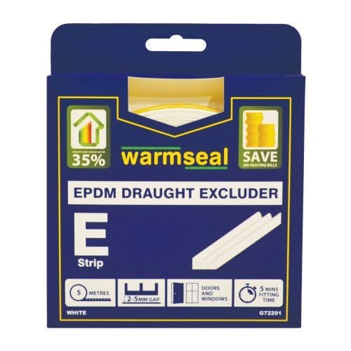 WARMSEAL 5m White 'E' Profile Foam Draught Excluder G72201