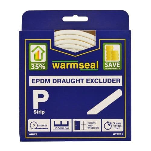 WARMSEAL 5m White 'P' Profile Foam Draught Excluder G73201