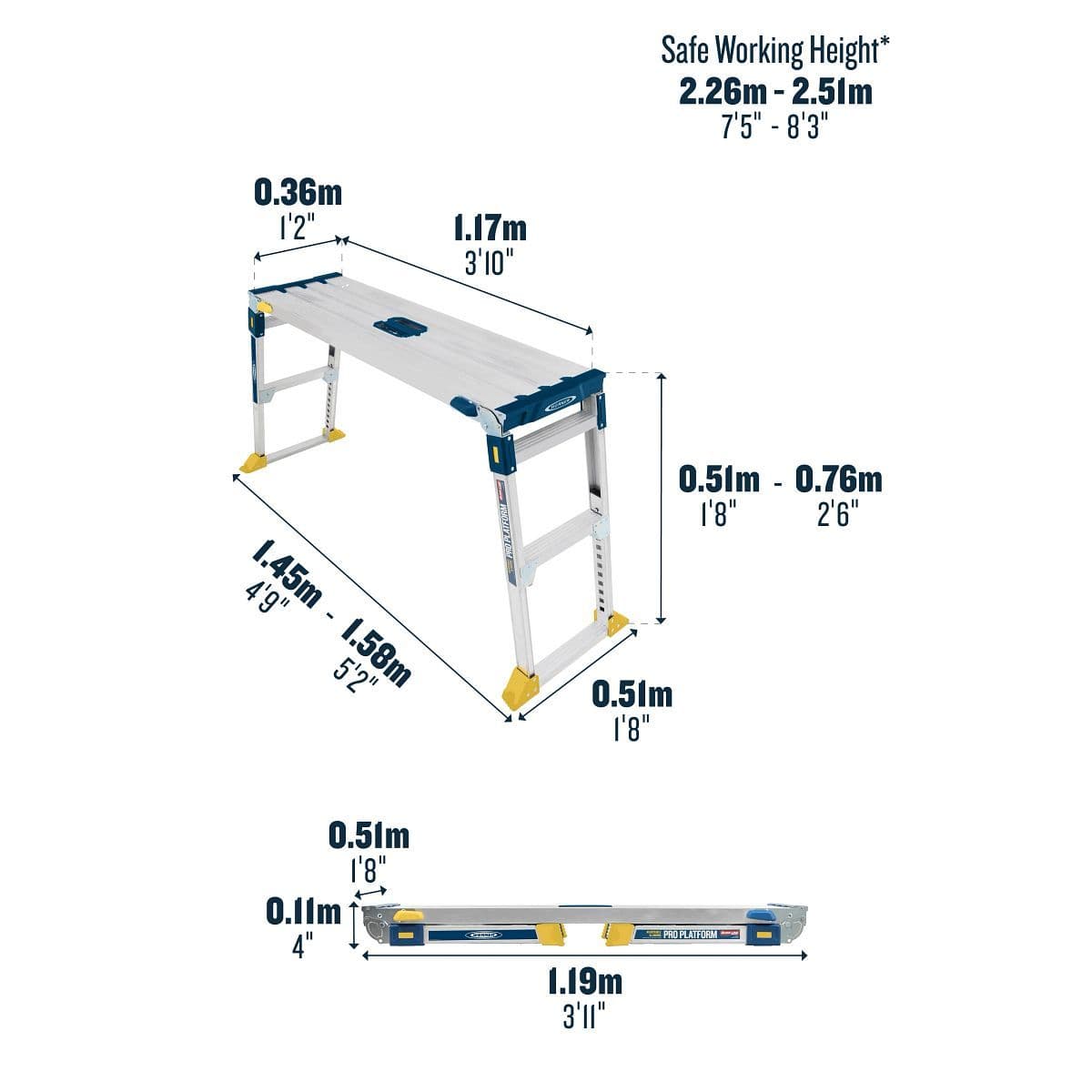 WERNER Adjustable & Linking Pro Work Platform 1170mm x 360mm 79024