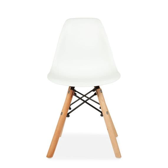 4 White Children s Chairs with Wooden Legs