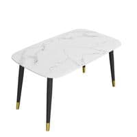 Alexander Marble Dining Table Black/White - White, 130