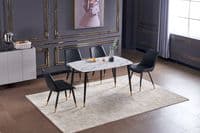 Alexander Marble Dining Table Black/White - White, 130