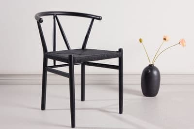 Alfons Dining Chair - Black Steel / Black Rattan