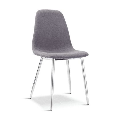 ASTORIA Fabric Dining Chair - Stone Grey & Silver