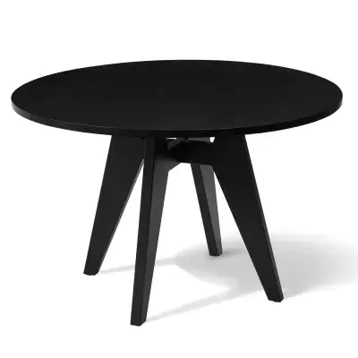 Elva Round Wooden Dining Table - Black - Black