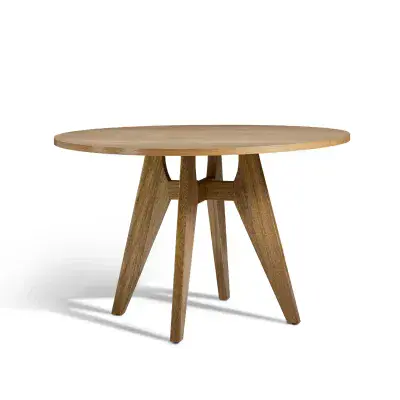 Elva Round Wooden Dining Table - Black - Brown