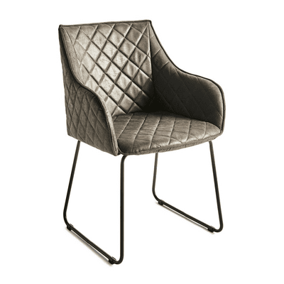 EMERSON Brown Velvet Dining Chair with Skid Metal Legs - defective