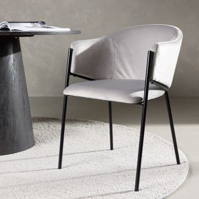 Evelina Dining Chair 2-Pack - Black / Light Grey Velvet