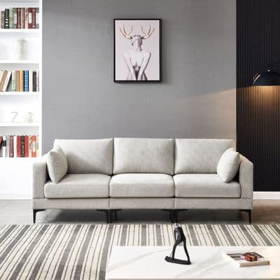 MARTEN Grey 3 Seater Fabric Sofa