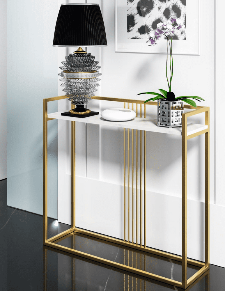 REINE Marble Effect Side Console Table